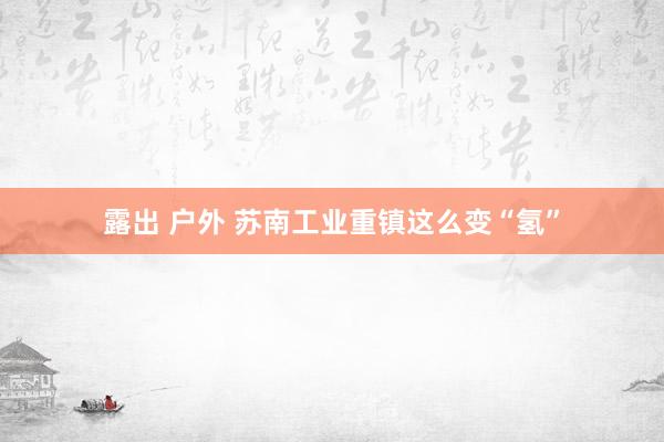 露出 户外 苏南工业重镇这么变“氢”