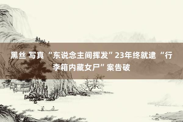 黑丝 写真 “东说念主间挥发”23年终就逮 “行李箱内藏女尸”案告破